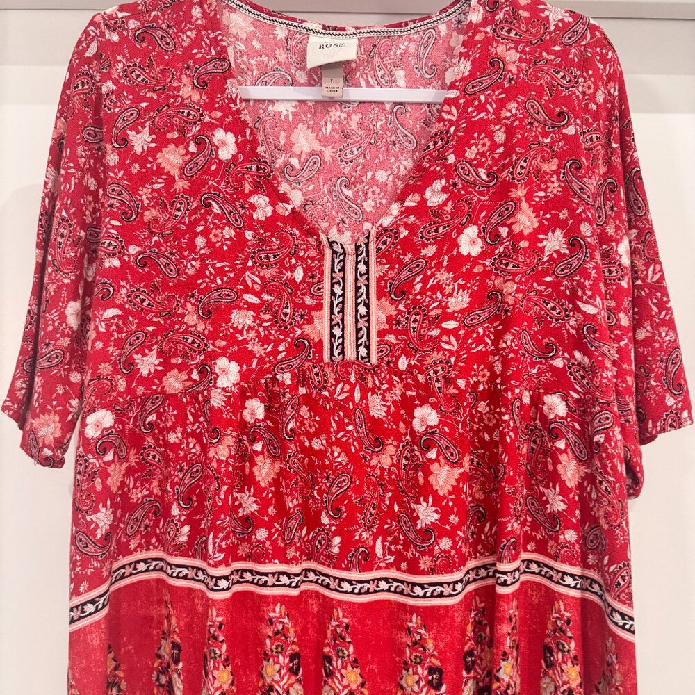 Knox Rose Paisley Print Blouse, Red - Size L